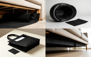 Solution-dyed black polyester spunlace nonwoven material for furniture lining and protective applications