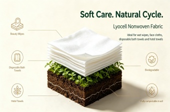 100% Lyocell spunlace nonwoven material for disposable towels, beauty care, and spa applications